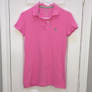 Lilly Pulitzer Pink Short Sleeve Island Polo Shirt, Size XS